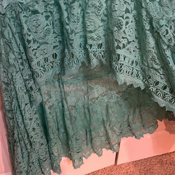 Boston Proper High low Turquoise embellished dress - Picture 3 of 9